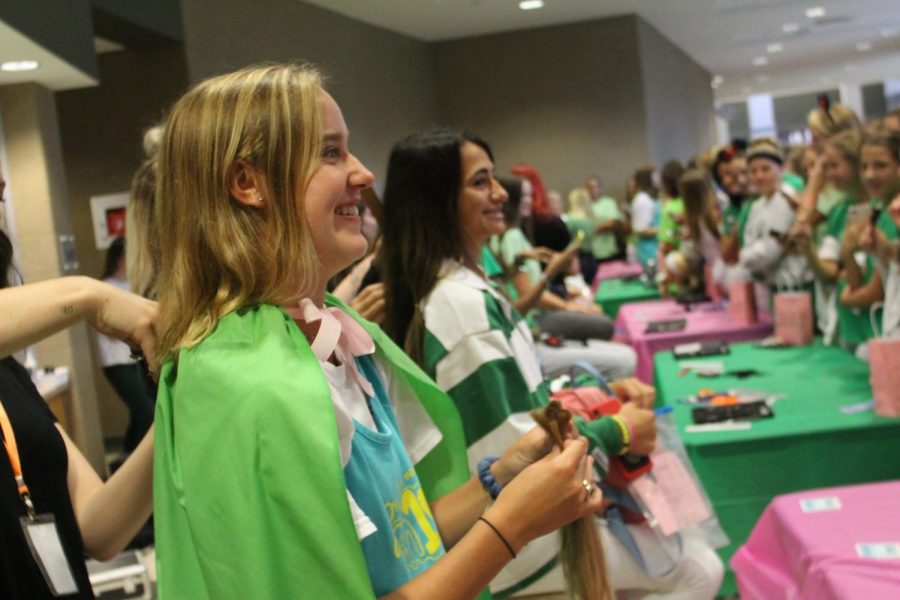 Senior Annie Thompson donates her hair for the great cause.