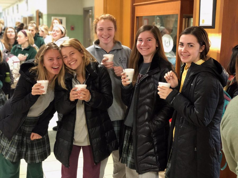 There may be sub-zero temperatures outside, but the Angels are finding  ways to stay warm with hot chocolate.