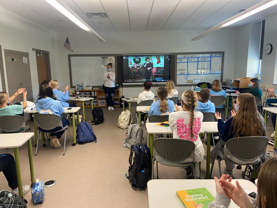 Students become reacquainted with their roots in St. Joe Signs. This club teaches students sign language. They mirror the acts of the original Sisters of St. Joseph, who taught the deaf.
