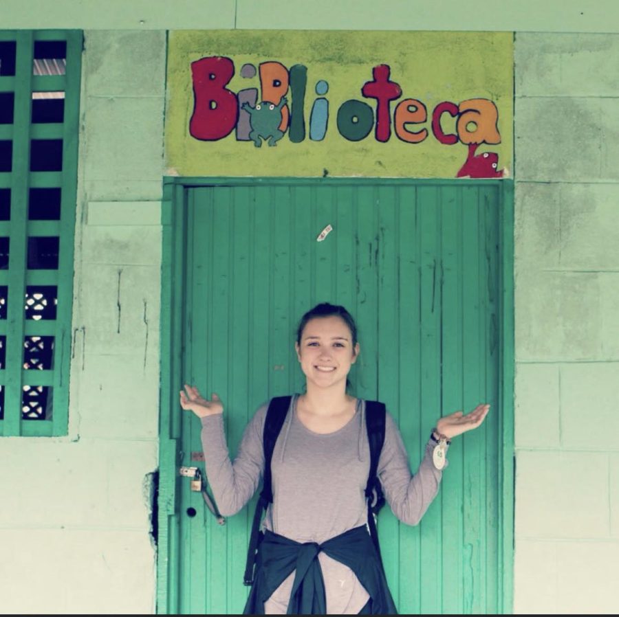 Ms. Luem outside of a library in Costa Rica.