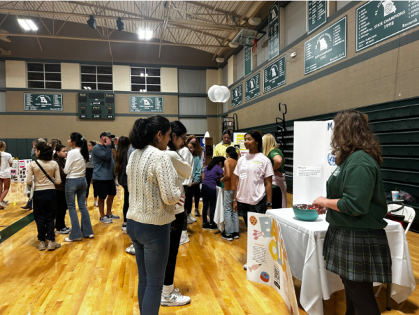 Eighth-grade students look into clubs they could be involved in at St. Joe.